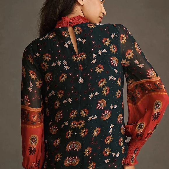 NWT Anthropologie  Farm Rio Long Sleeve Blouse XS - Picture 3 of 5
